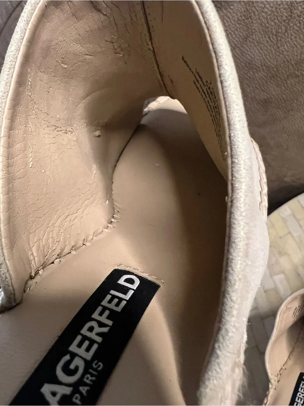 Karl Lagerfeld Light Beige Espadrille Wedge Mules - Picture 7 of 9